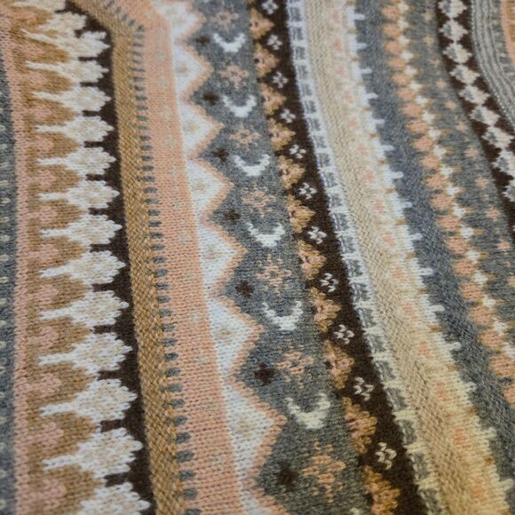 J. Crew Fair Isle Sweater Size M Lambswool Blend Eclectic Grandpa Cozy Celestial - Picture 4 of 11